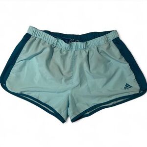 Large Worn Once Adidas Women's Light Blue and Teal Running Shorts